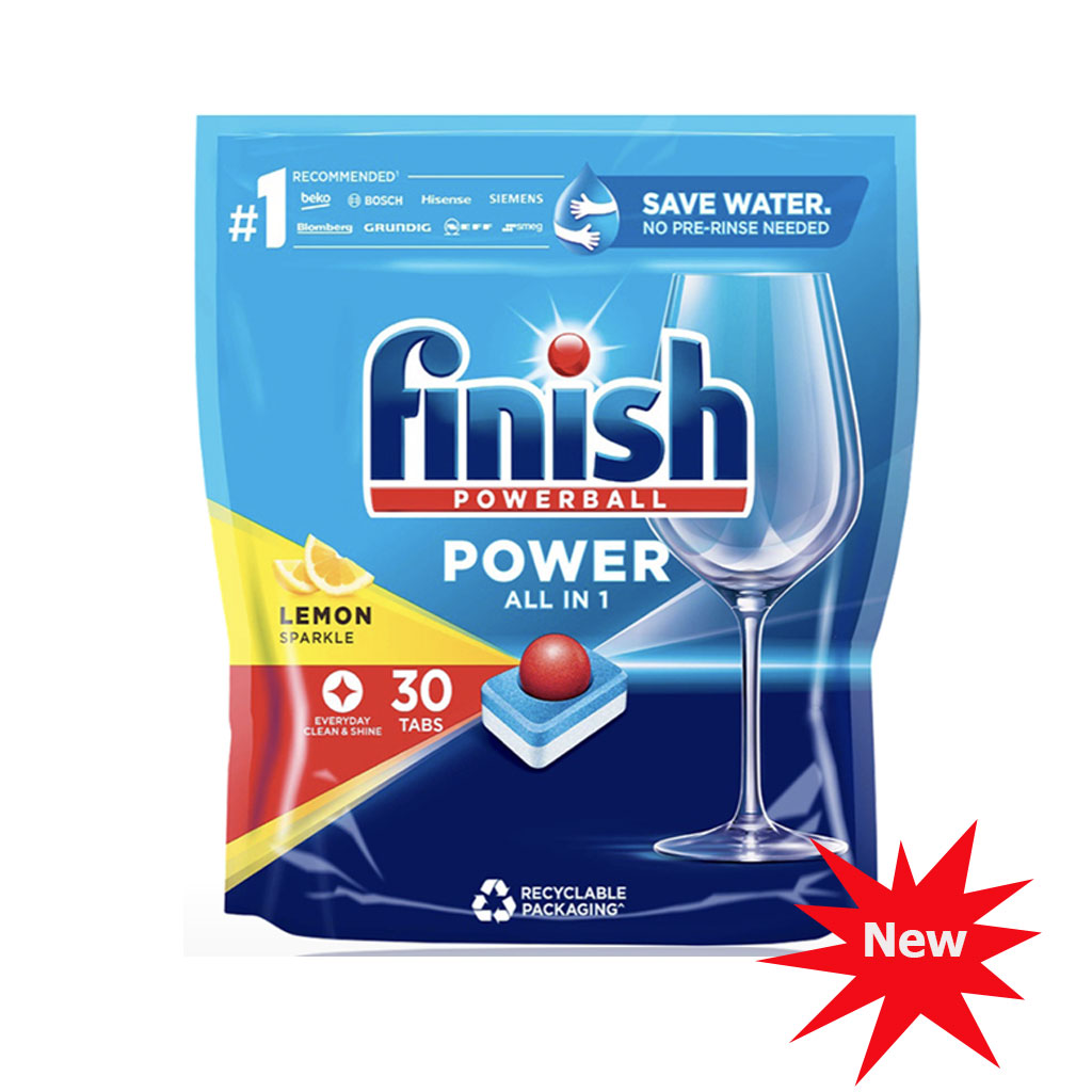 Viên rửa chén Power All in One Finish túi 30 viên hương chanh