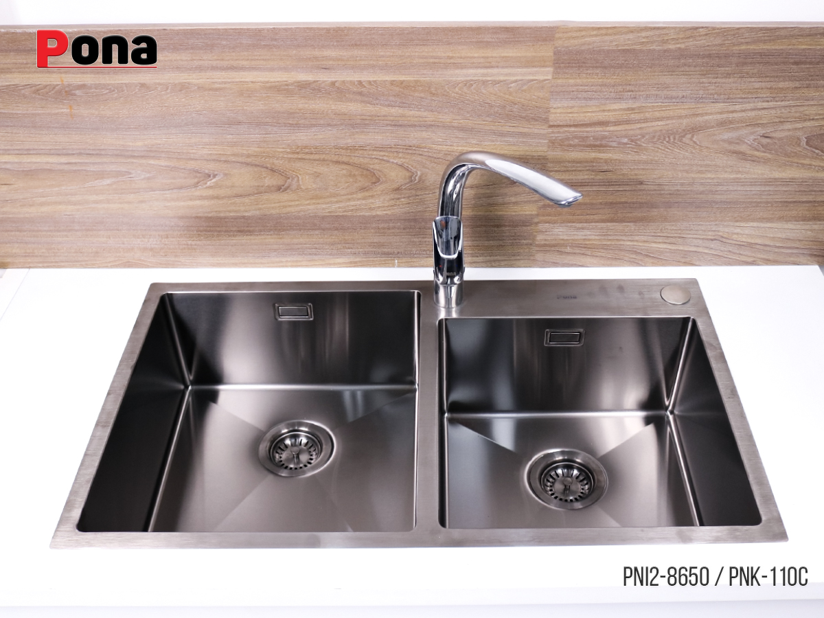 Bồn Rửa Chén 2 Hố INOX304 Màu Đen PNI2-8650