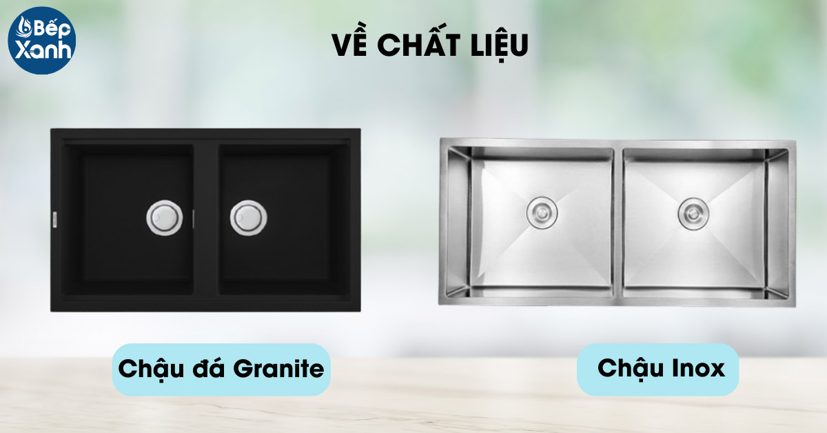 Chậu rửa bát đôi về chất liệu