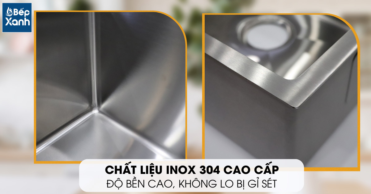 Chất liệu Inox 304 cao cấp của chậu rửa chén Malloca MS 1044
