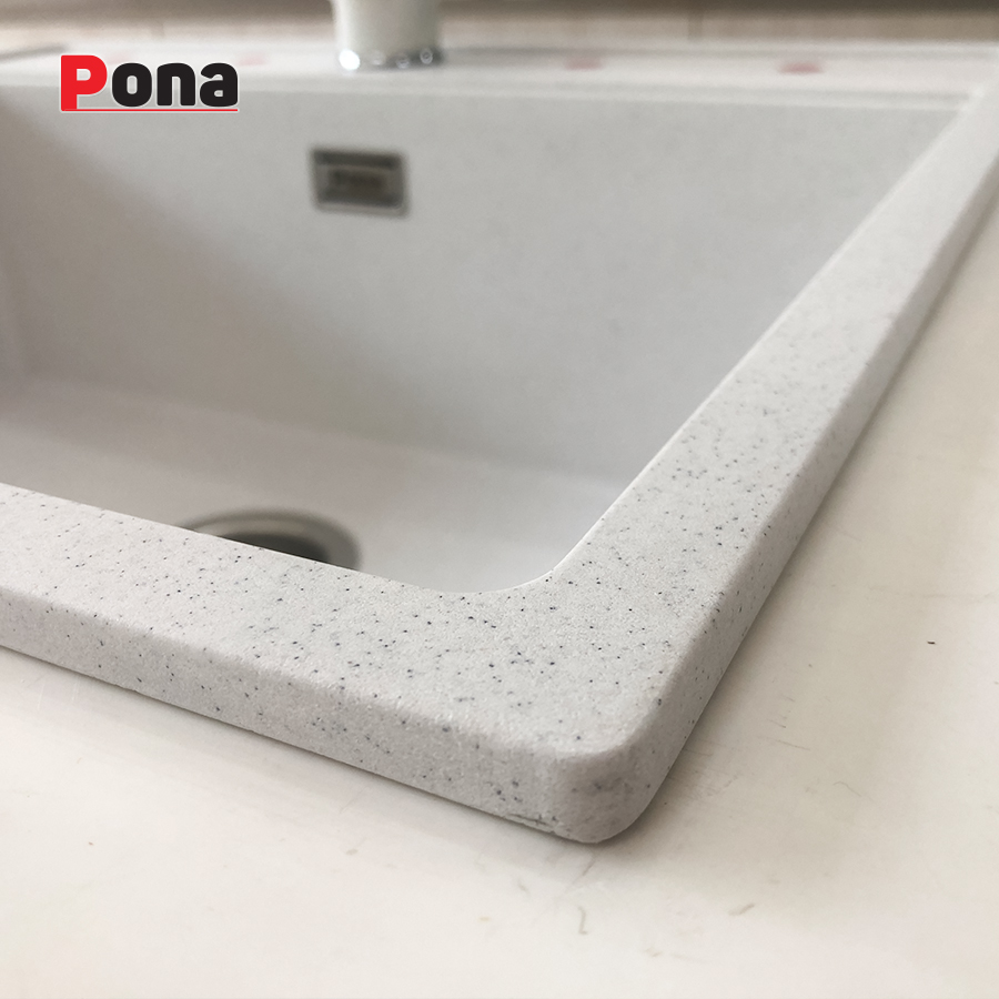 chậu rửa chén bằng đá granite 1 hố màu trắng tiêu WAZ2 610x508