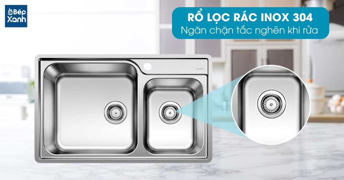 Chậu rửa chén Blanco LEMIS XL 8-IF 570.27.189 rổ lọc rác chống tắc nghẽn