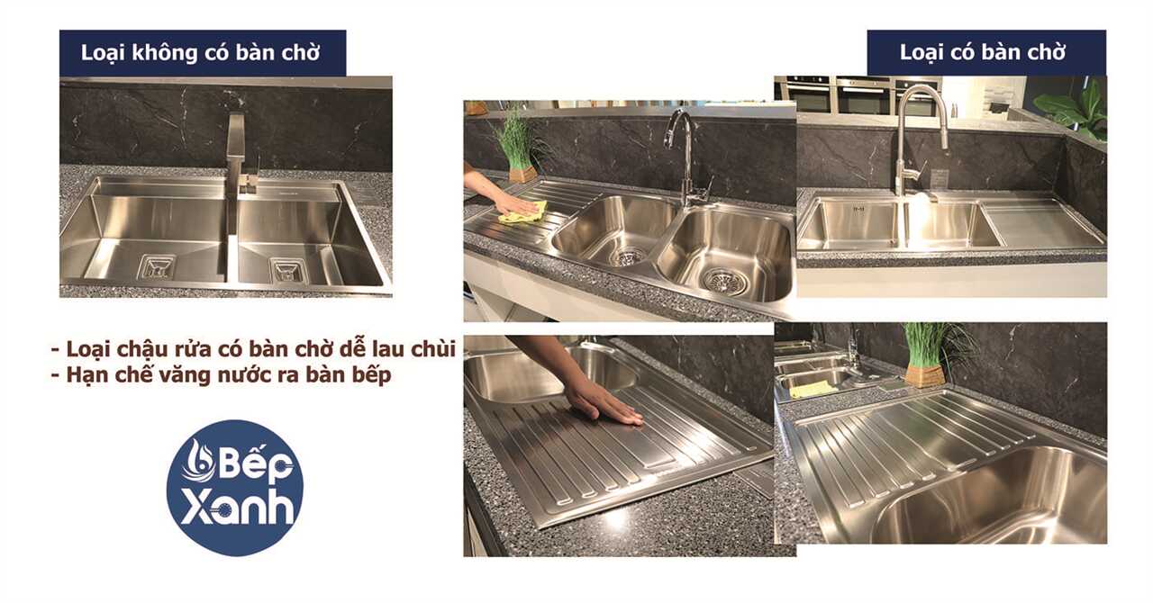 chậu rửa chén có bàn chờ và không có bàn chờ