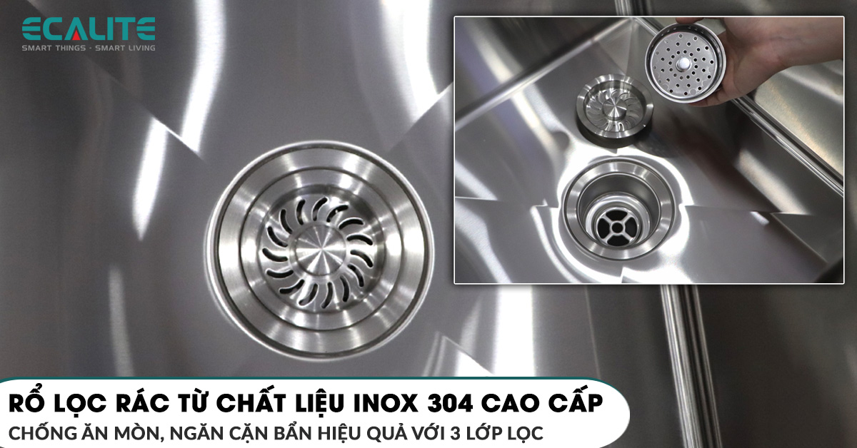 ESD-5843HS có rổ lọc rác làm từ inox 304 bền bỉ