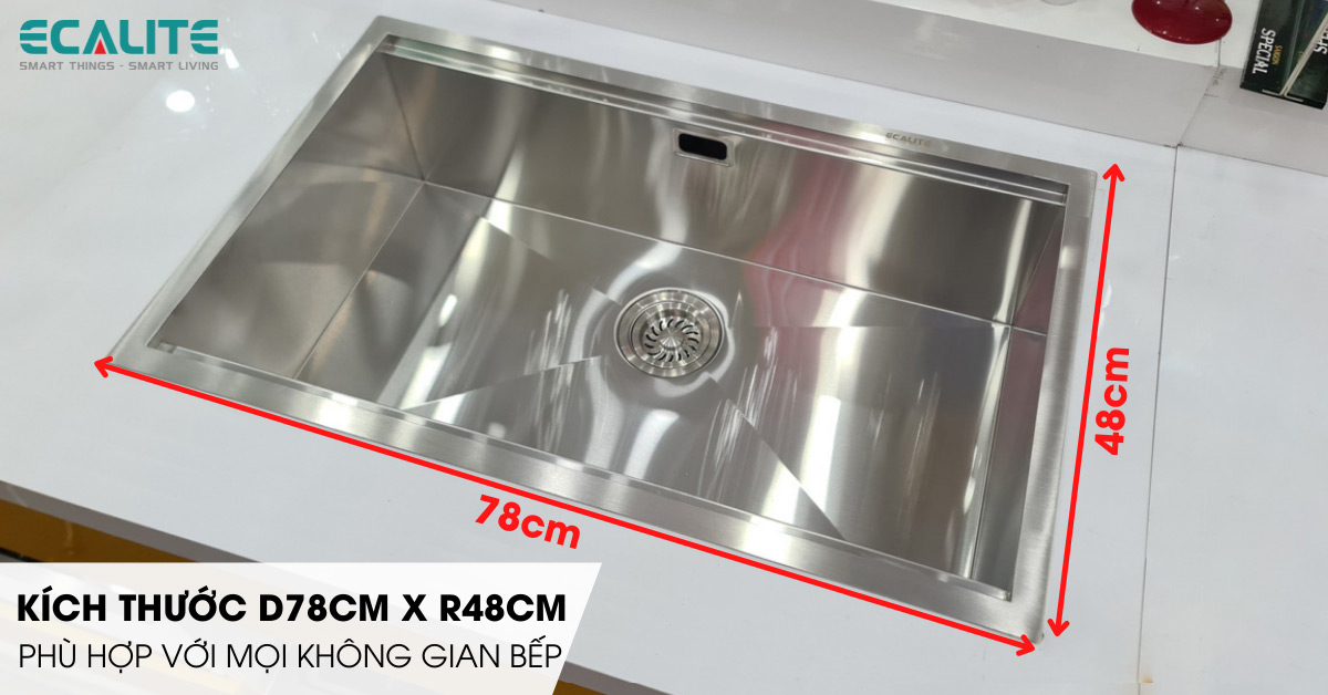 Kích thước rộng rãi của chậu rửa chén ESD-7848HS