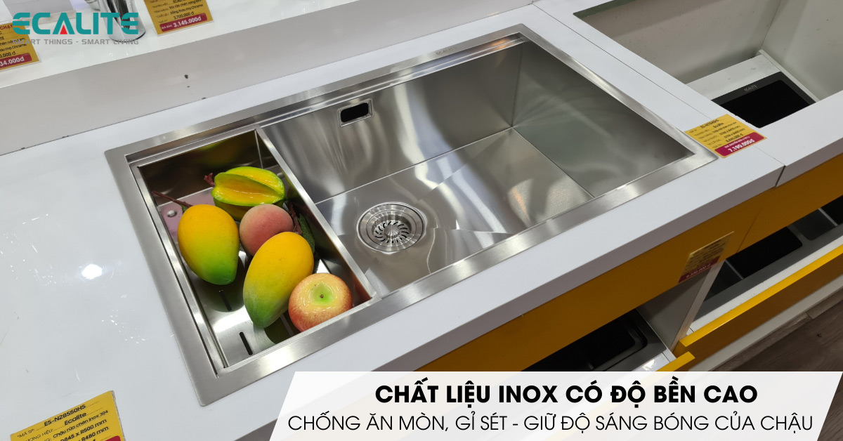 Chất liệu Inox 304 của chậu rửa chén Ecalite ESD-7848HS