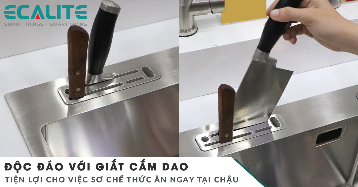 Trang bị giắt cắm dao có thể chế biến thức ăn ngay tại chậu