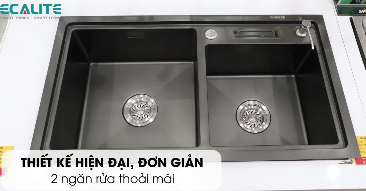 Thiết kế hiện đại của chậu rửa chén Ecalite ESD-8245HB