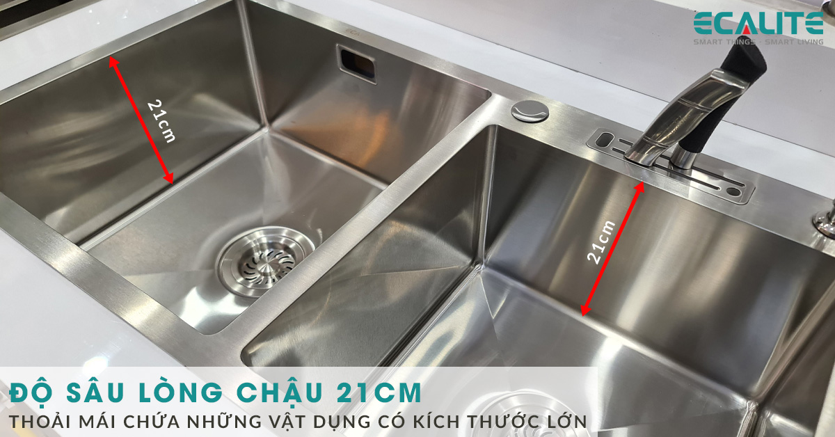 Độ sâu lòng chậu 21cm