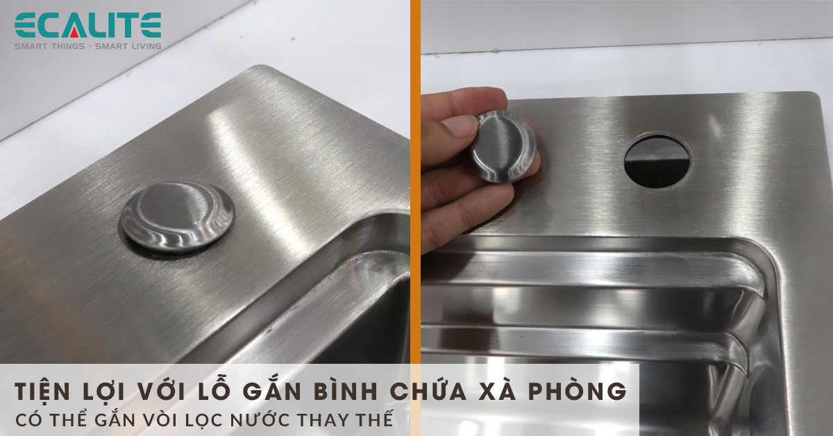 ESD-8250HS có thiết kế lỗ gắn bình chứa xà phòng