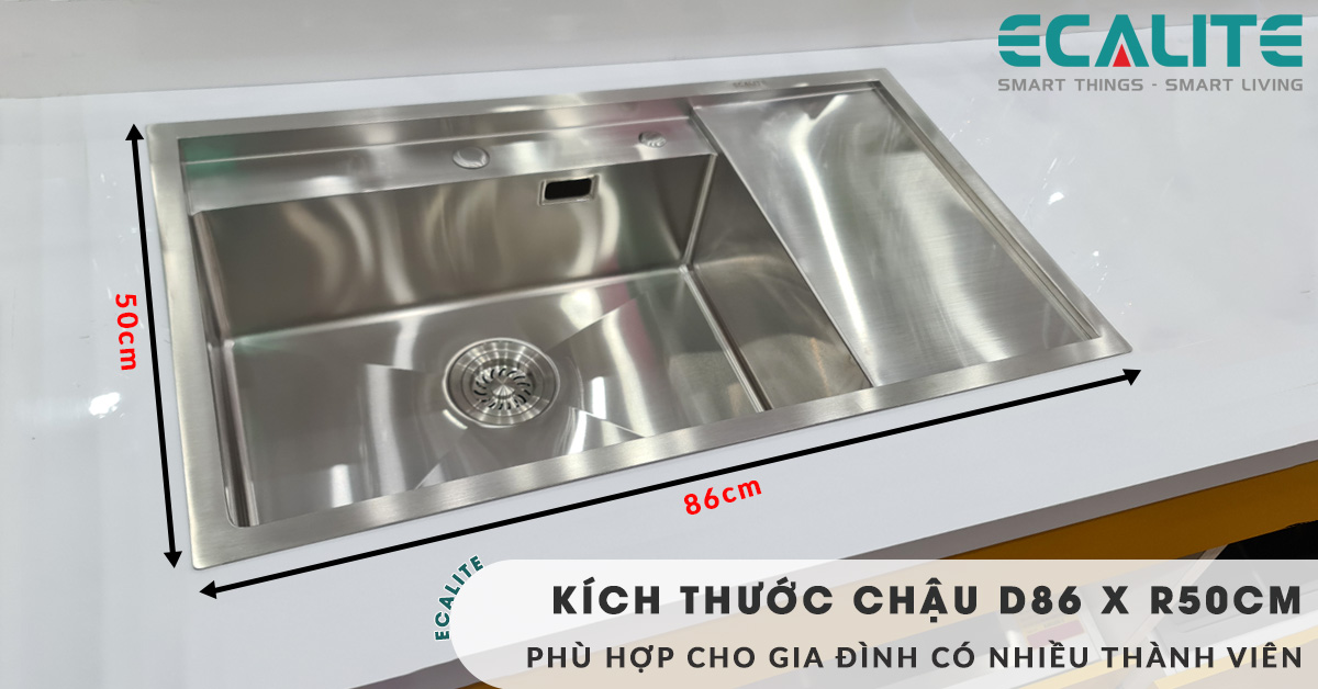 Chậu rửa chén 1 hố ESD-8650HS có kích thước rộng rãi