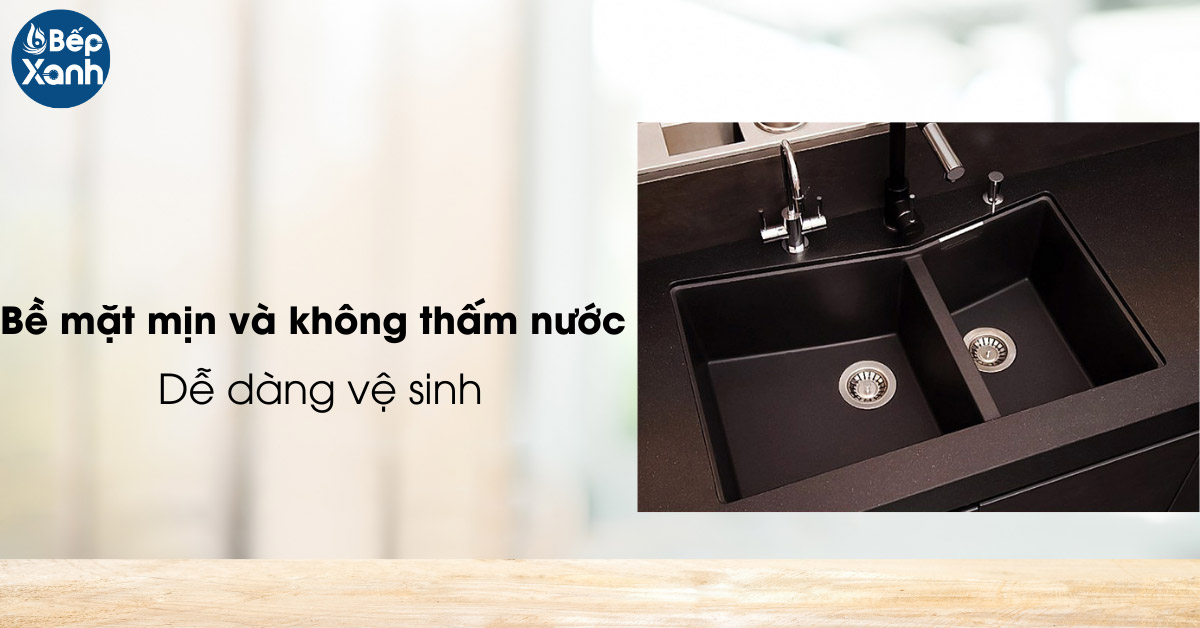 Chậu rửa đá dễ dàng vệ sinh nhờ bề mặt nhẵn mịn và không thấm nước