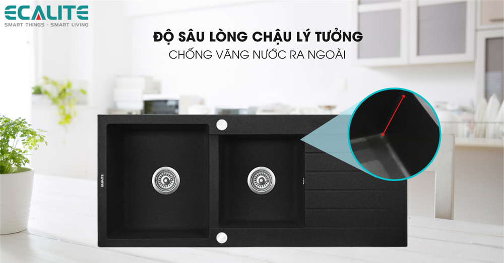 Độ sâu chậu rửa chén đá EFS-2005.11559B