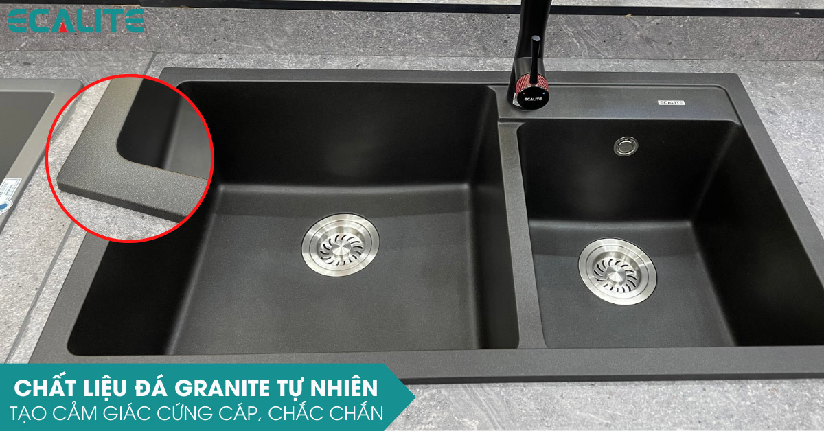 Chậu rửa chén Ecalite EGS-6005.28648HB chất liệu bột đá Granite 