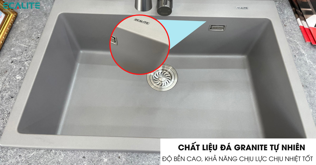 Chậu rửa chén đá Granite Ecalite EGS-6001.27545LG chất liệu cao cấp