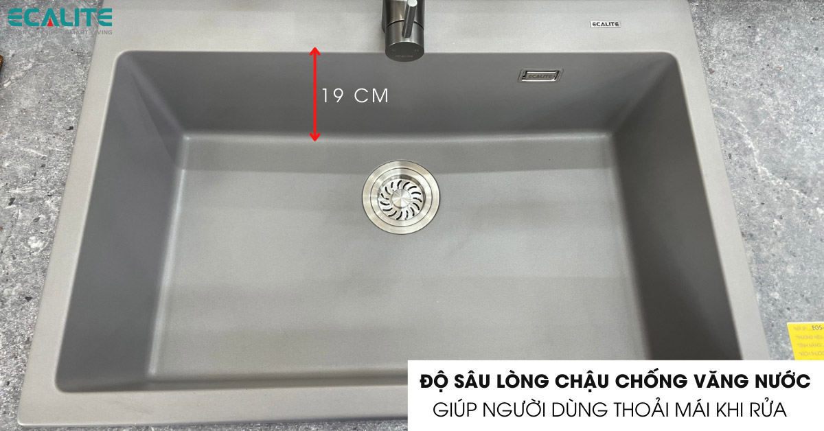 Chậu rửa chén đá Granite Ecalite EGS-6001.27545LG độ sâu lòng chậu