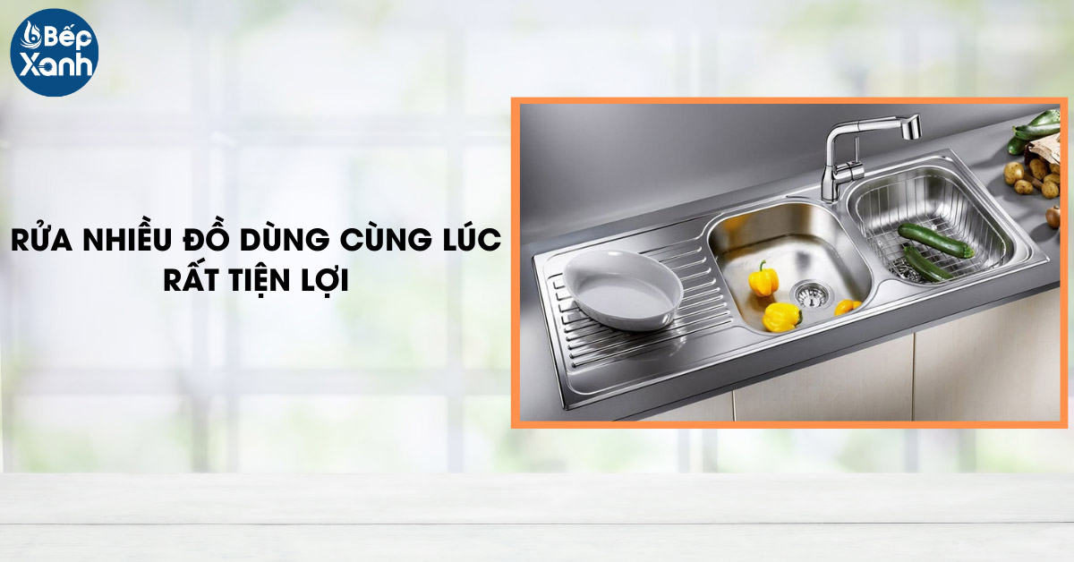 chậu rửa đôi rửa được nhiều đồ cùng lúc tiết kiệm thời gian 