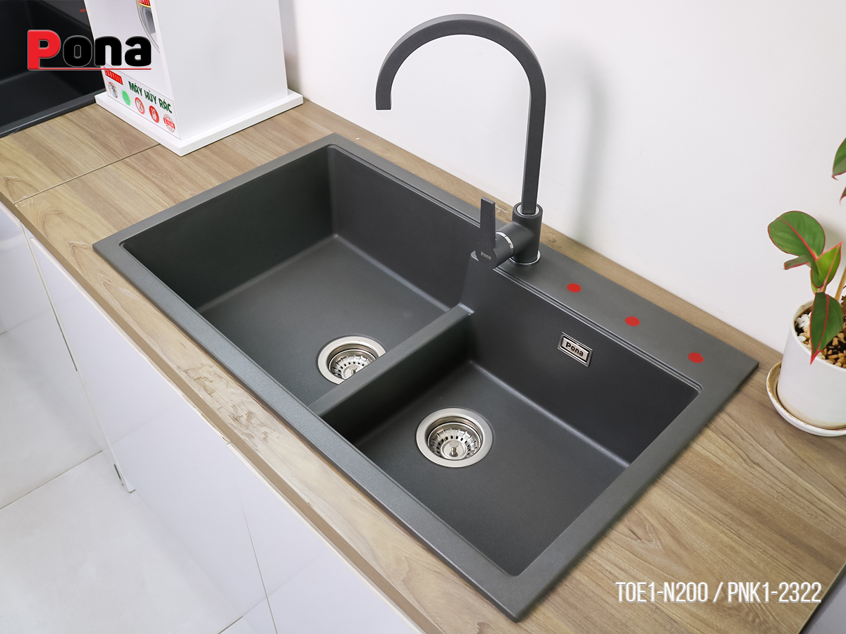 Chậu Rửa Chén Bằng Đá Granite 2 Hố TOE1-N200