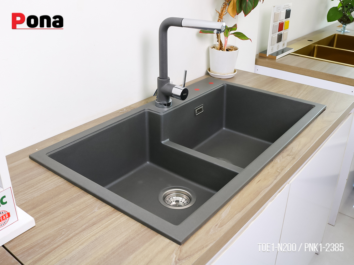 Chậu Rửa Chén Bằng Đá Granite 2 Hố TOE1-N200