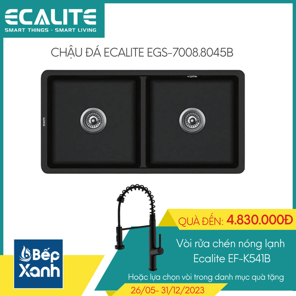 Chậu rửa đá đôi Granite 2A-Series  Ecalite EGS-7008.8045B