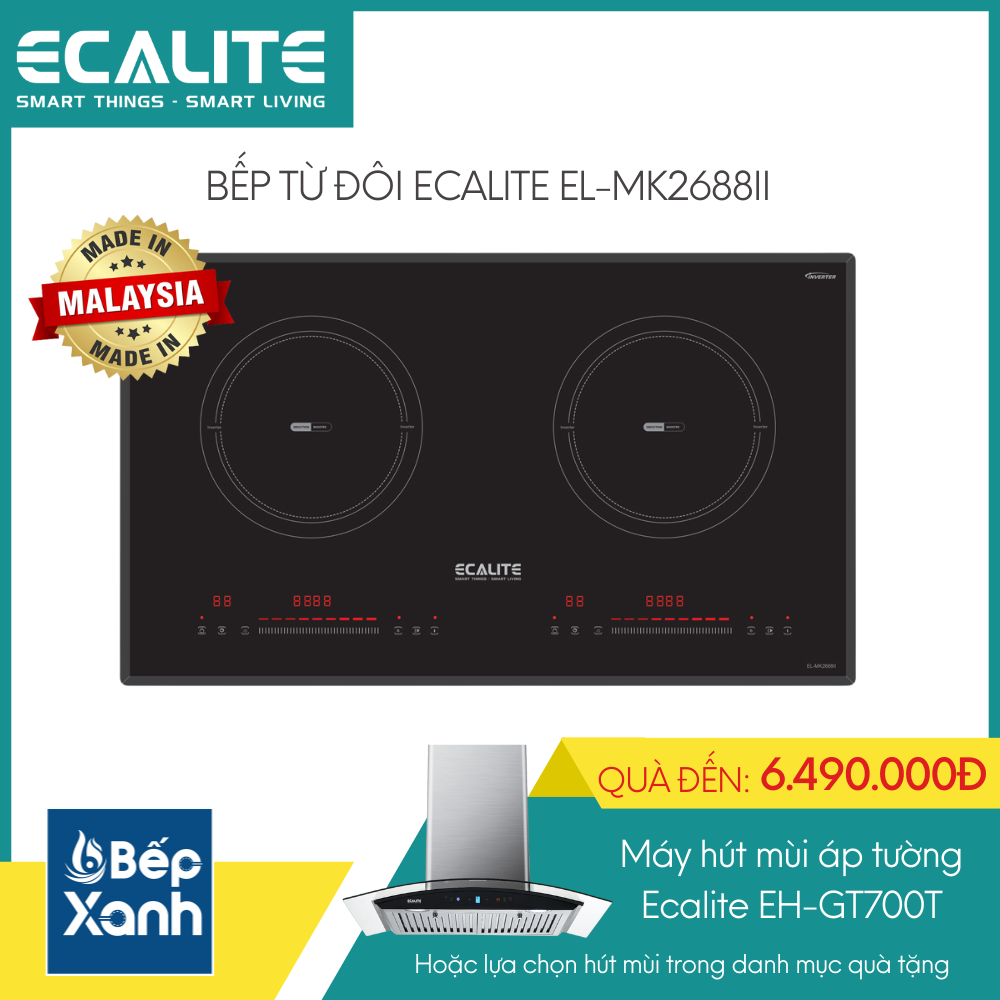 Bếp từ 2 vùng nấu Ecalite EL-MK2688II