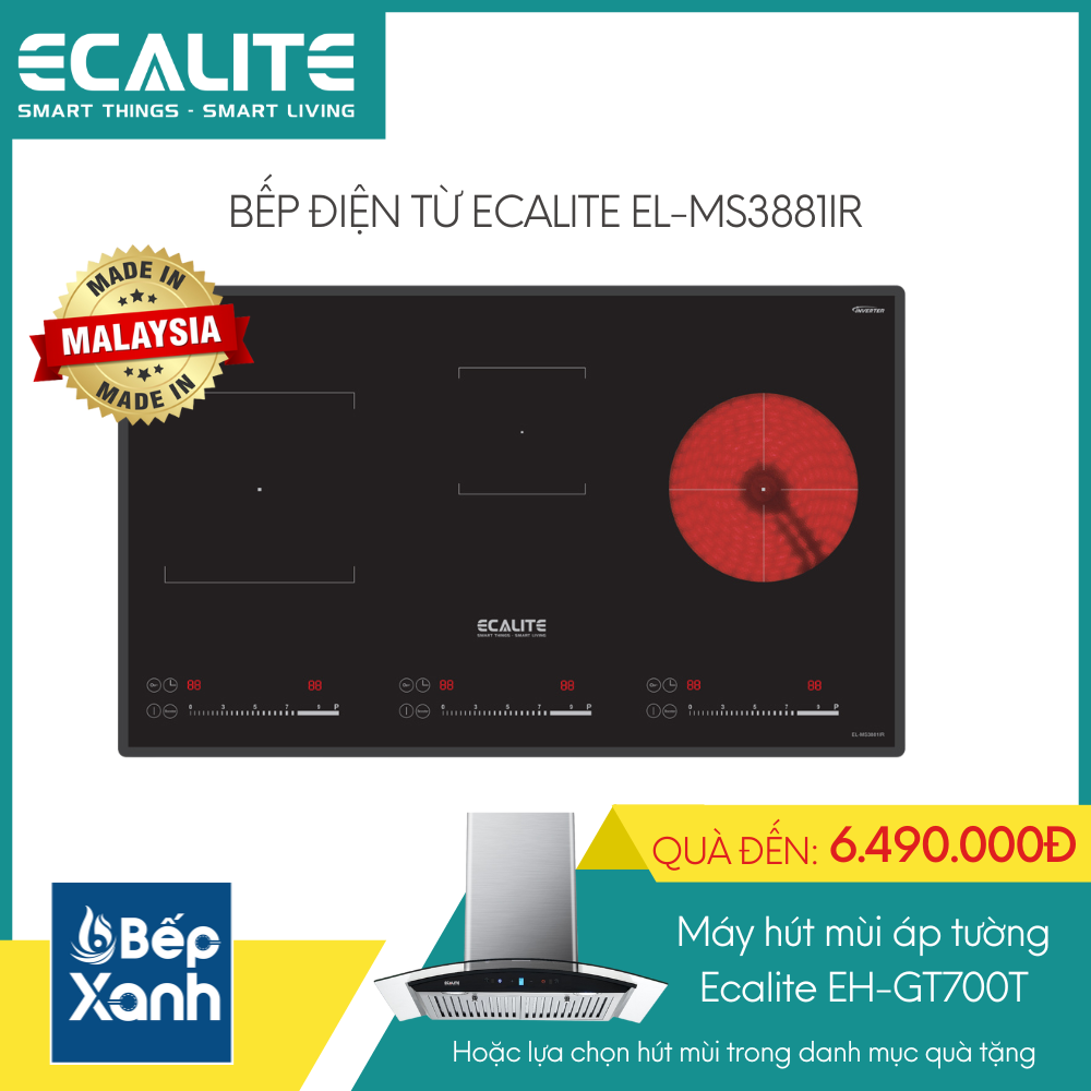 Bếp điện từ 3 vùng nấu Ecalite EL-MS3881IR