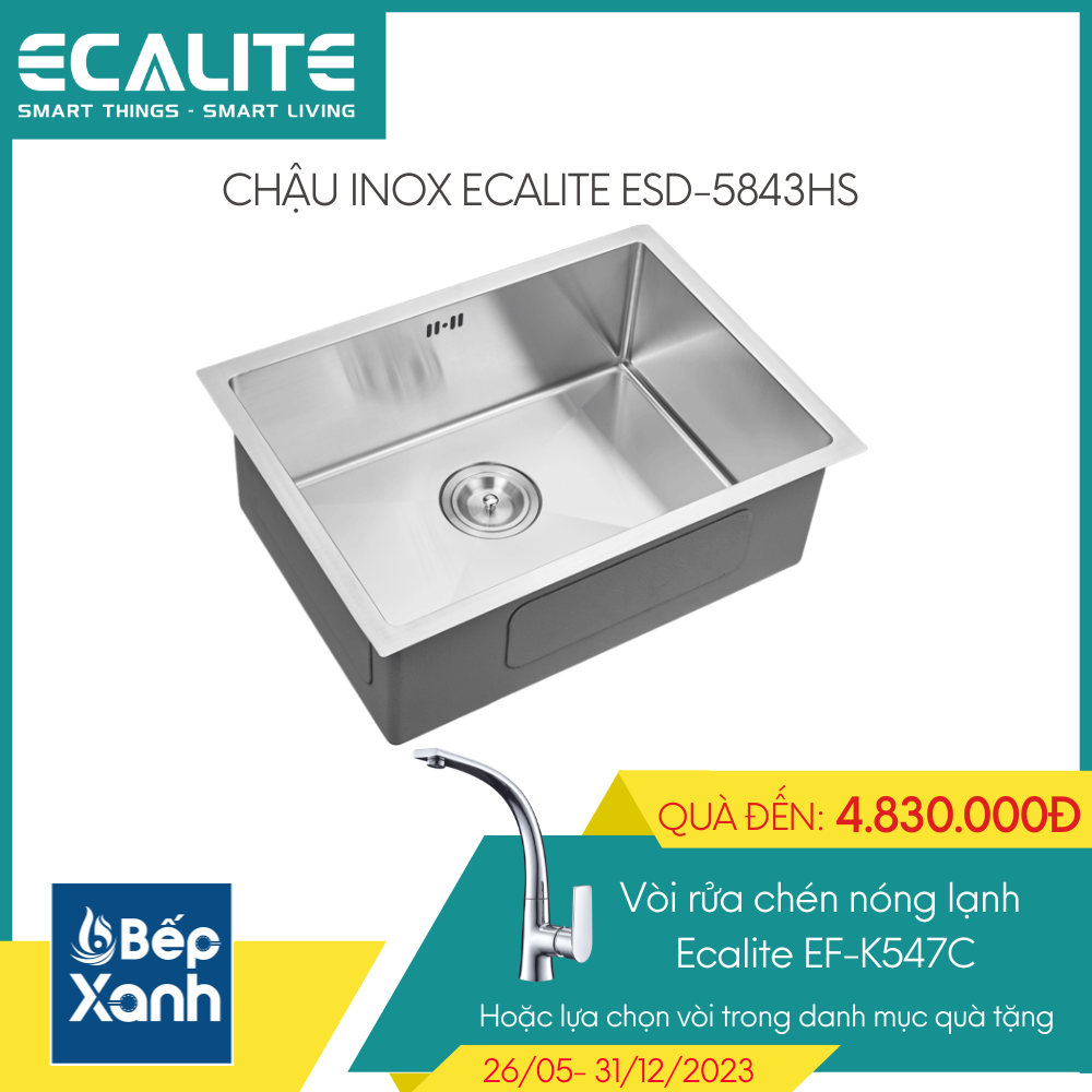 Chậu rửa chén Vision Manual Sink Ecalite ESD-5843HS