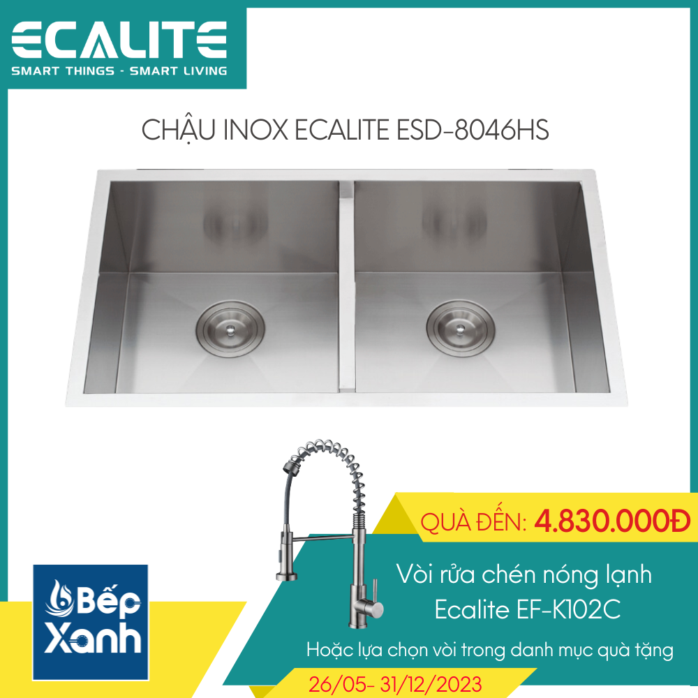 Chậu rửa chén Vision Manual Sink Ecalite ESD-8046HS