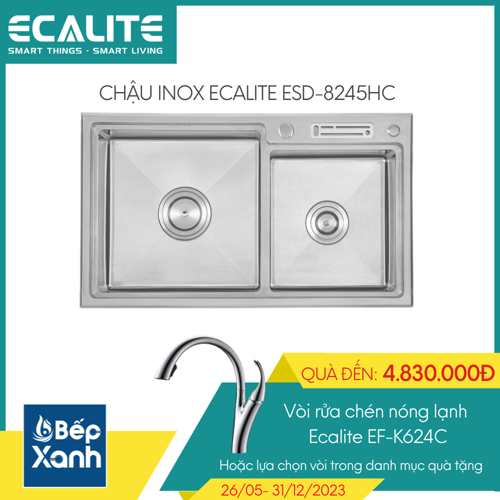 Chậu rửa chén Vision Manual Sink Ecalite ESD-8245HC