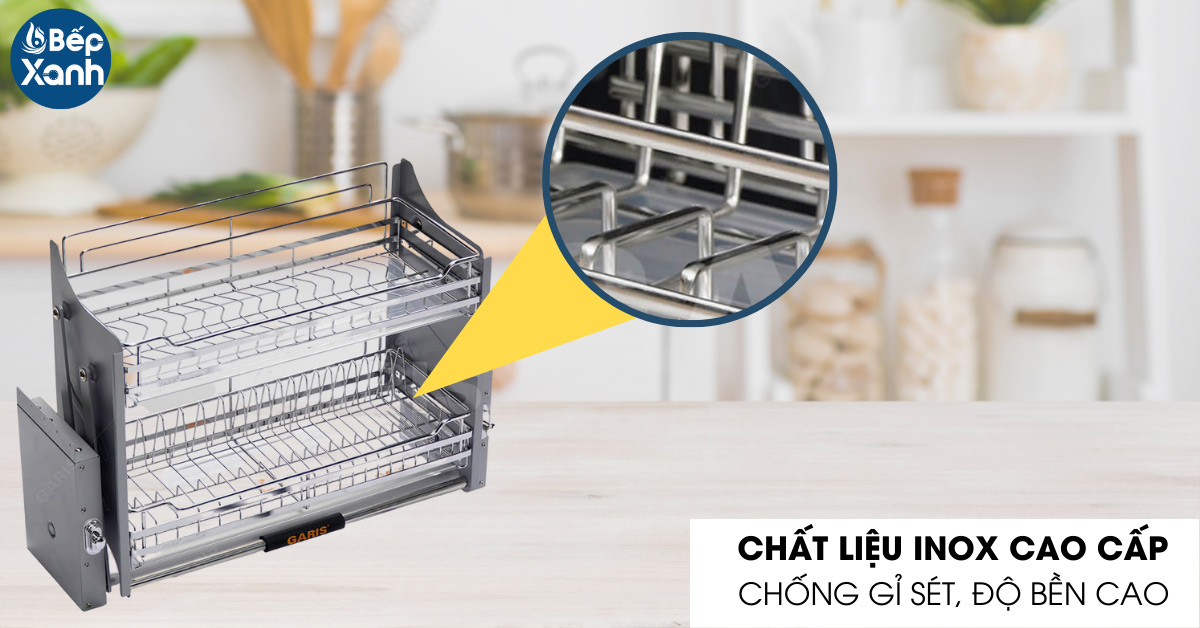Giá bát đĩa nâng hạ Garis ML06.70V chất liệu Inox cao cấp 
