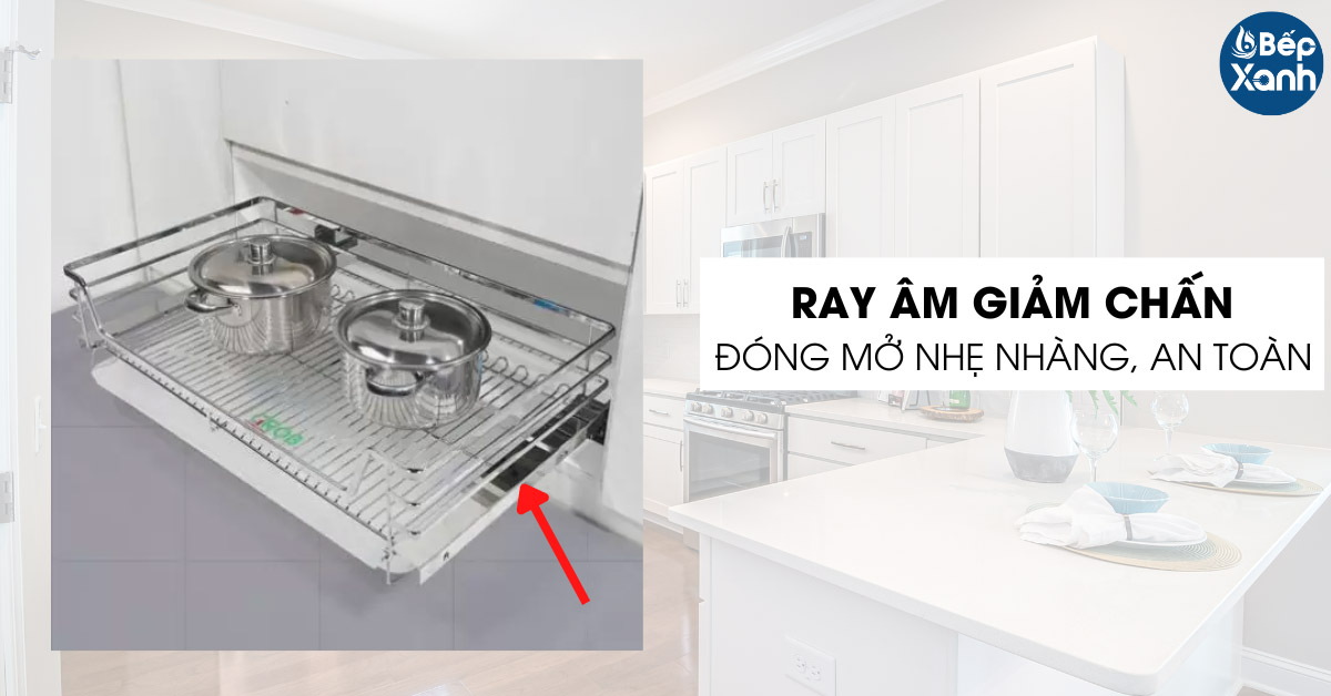 Kệ xoong nồi inox nan dẹt tủ 600 Grob GB-60 ray giảm chấn