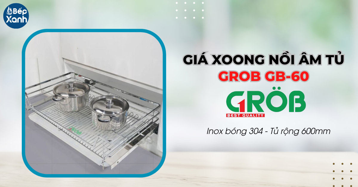 Kệ xoong nồi inox nan dẹt tủ 600 Grob GB-60