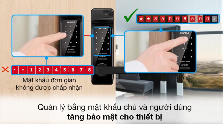 2 loại mật khẩu - Khóa điện tử Hafele thân khóa lớn EL7700 (912.05.584) 2 loại mật khẩu - Khóa điện tử Hafele thân khóa lớn EL7700 (912.05.584)