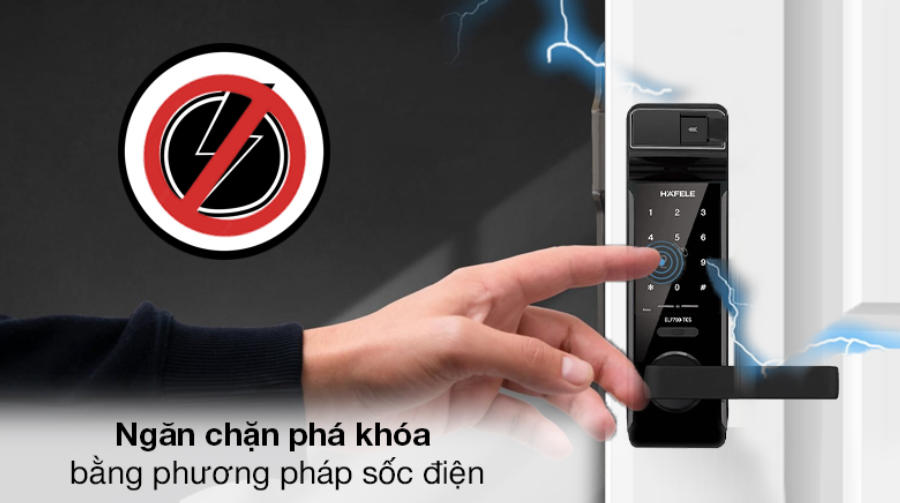 Chống sốc điện - Khóa điện tử Hafele thân khóa lớn EL7700 (912.05.584) Chống sốc điện - Khóa điện tử Hafele thân khóa lớn EL7700 (912.05.584)