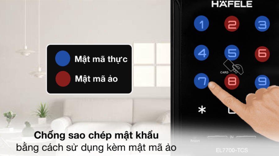 Chống sao chép mật khẩu - Khóa điện tử Hafele thân khóa lớn EL7700 (912.05.584) Chống sao chép mật khẩu - Khóa điện tử Hafele thân khóa lớn EL7700 (912.05.584)