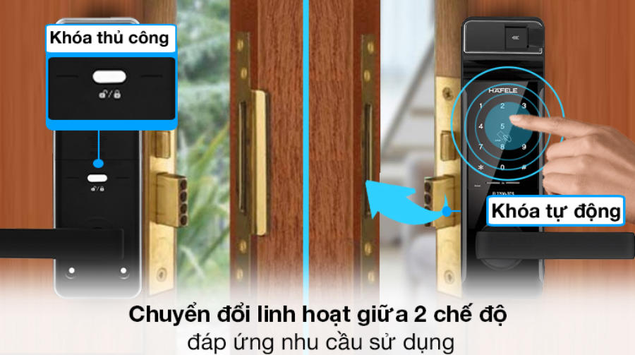 2 chế độ khóa - Khóa điện tử Hafele thân khóa lớn EL7700 (912.05.584) 2 chế độ khóa - Khóa điện tử Hafele thân khóa lớn EL7700 (912.05.584)