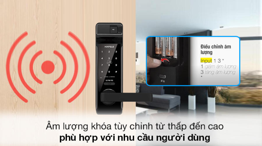 Điều chỉnh âm thanh - Khóa điện tử Hafele thân khóa lớn EL7700 (912.05.584) Điều chỉnh âm thanh - Khóa điện tử Hafele thân khóa lớn EL7700 (912.05.584)