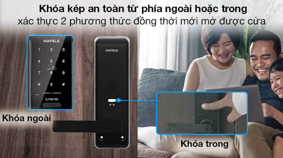 Khóa kép - Khóa điện tử Hafele thân khóa lớn EL7700 (912.05.584) Khóa kép - Khóa điện tử Hafele thân khóa lớn EL7700 (912.05.584)