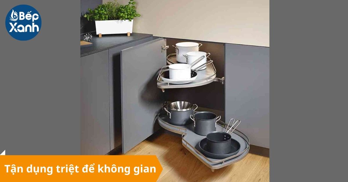 Tận dụng triệt để không gian bếp.