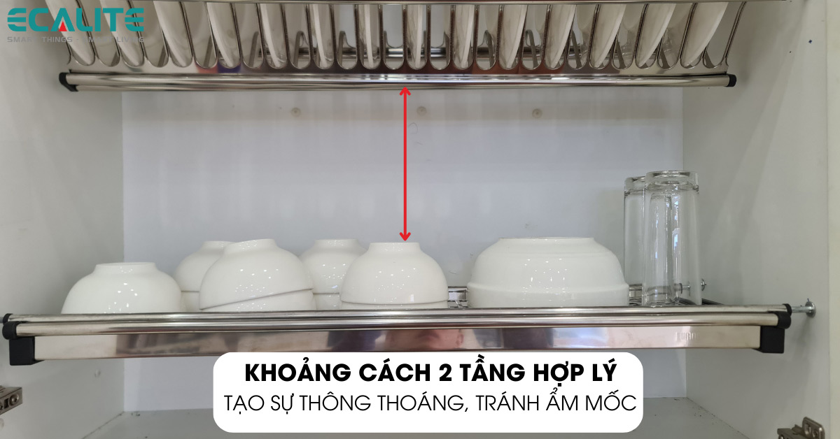 Kệ chén cố định Ecalite EL-BV70H khoảng cách giữa 2 tầng