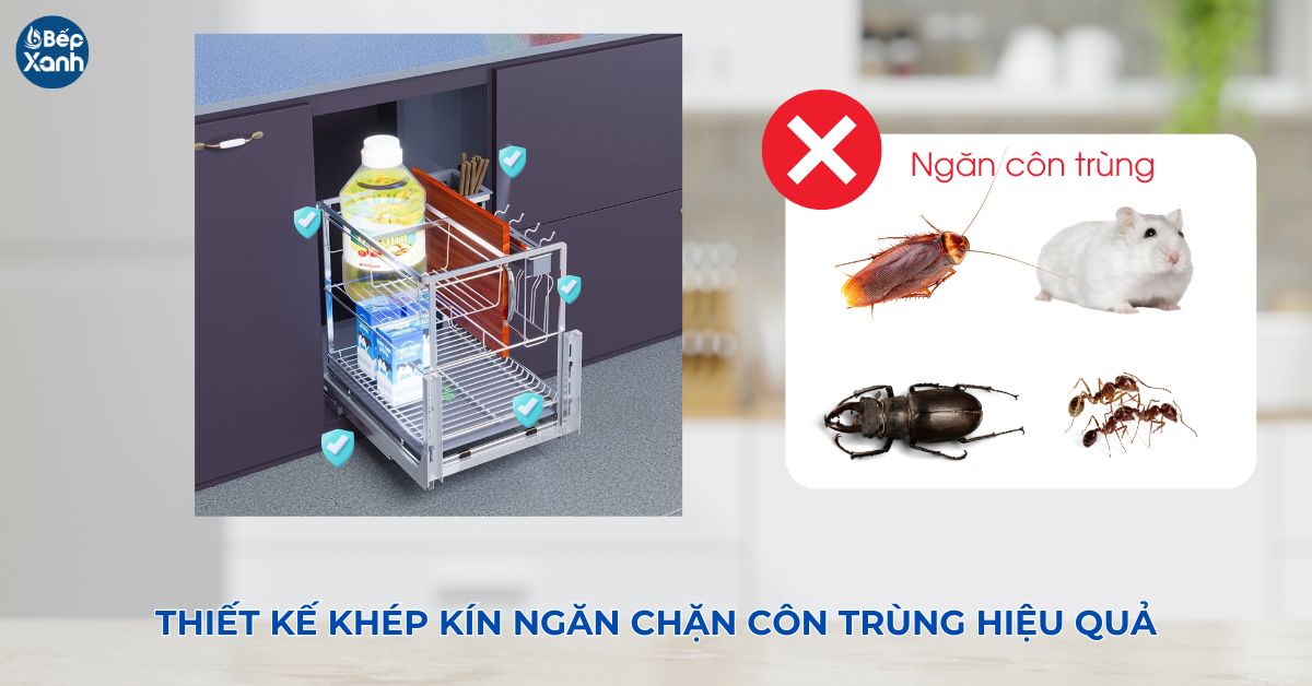 Kệ đựng dao thớt Grob GC304-20 thiết kế khép kín ngăn côn trùng