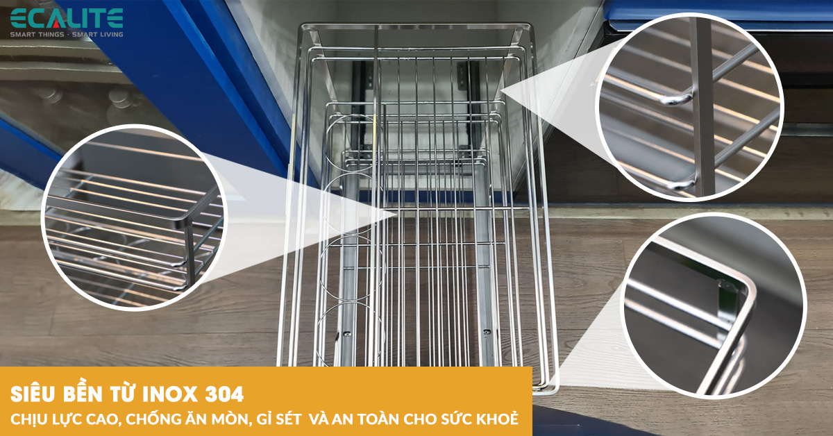 Kệ đựng gia vị Ecalite EL-NP40B chất liệu Inox 304 siêu bền