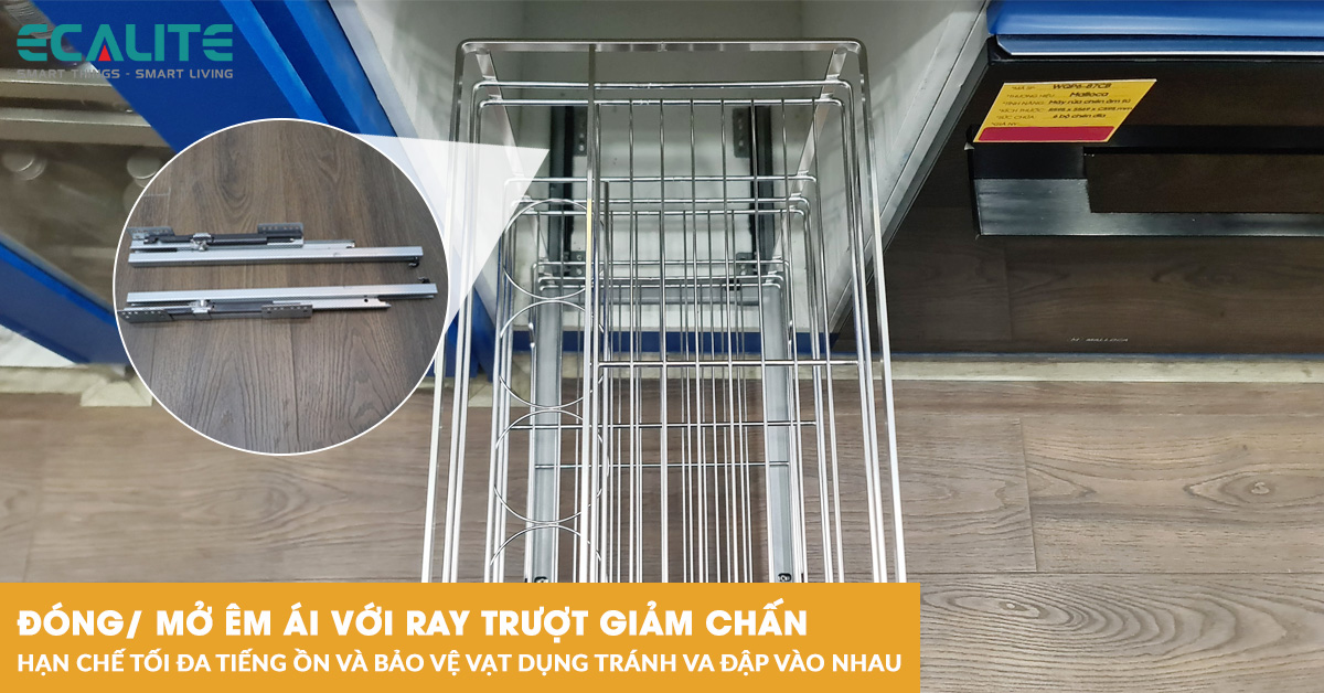 Kệ đựng gia vị Ecalite EL-NP40B ray trượt giảm chấn