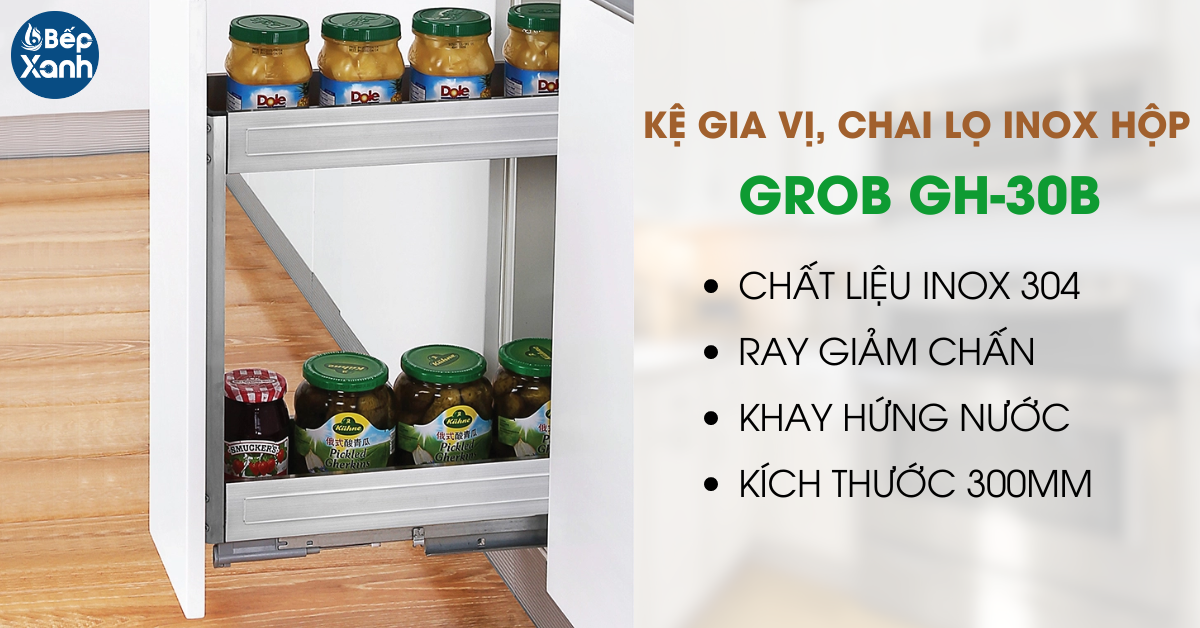 Kệ đựng gia vị inox hộp tủ 300 Grob GH-30B