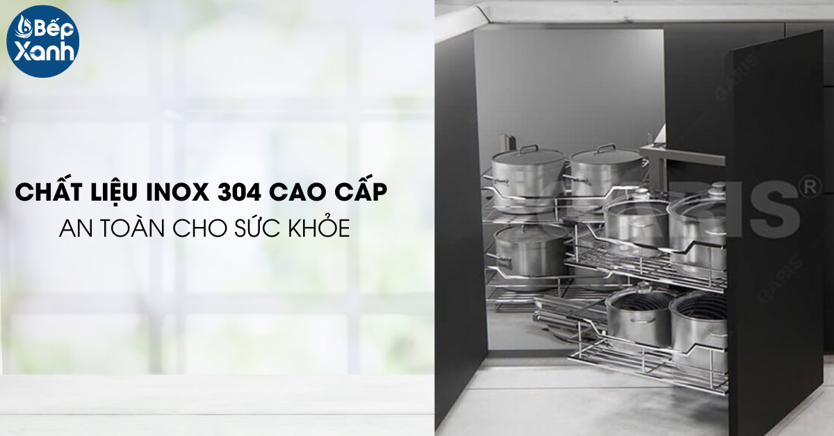 Kệ góc nan vuông Garis GC02C.45L/R chất liệu Inox 304