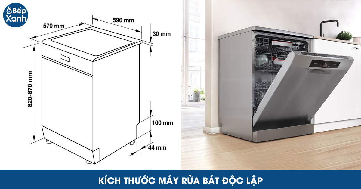 Kích thước máy rửa bát độc lập