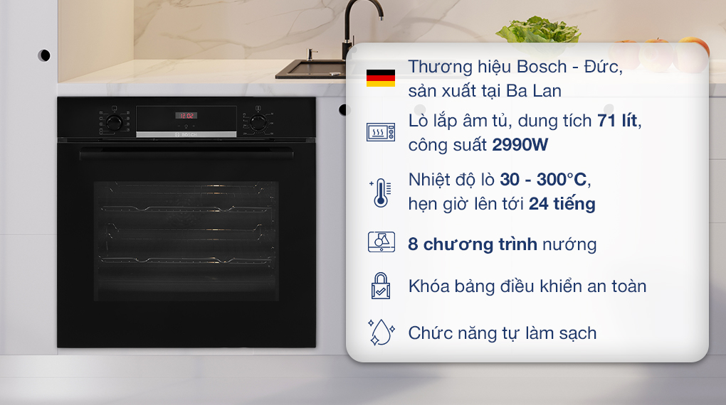 Lò nướng âm Bosch HBS534BB0B 71 lít - Tổng quát