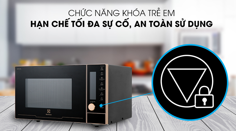 Chức năng khóa trẻ em Lò vi sóng Electrolux EMG25D89GGP 25 lít Chức năng khóa trẻ em Lò vi sóng Electrolux EMG25D89GGP 25 lít
