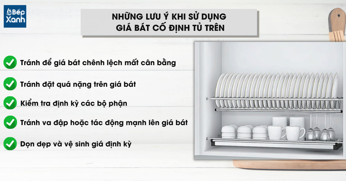 Lưu ý khi sử dụng giá bát cố định tủ trên