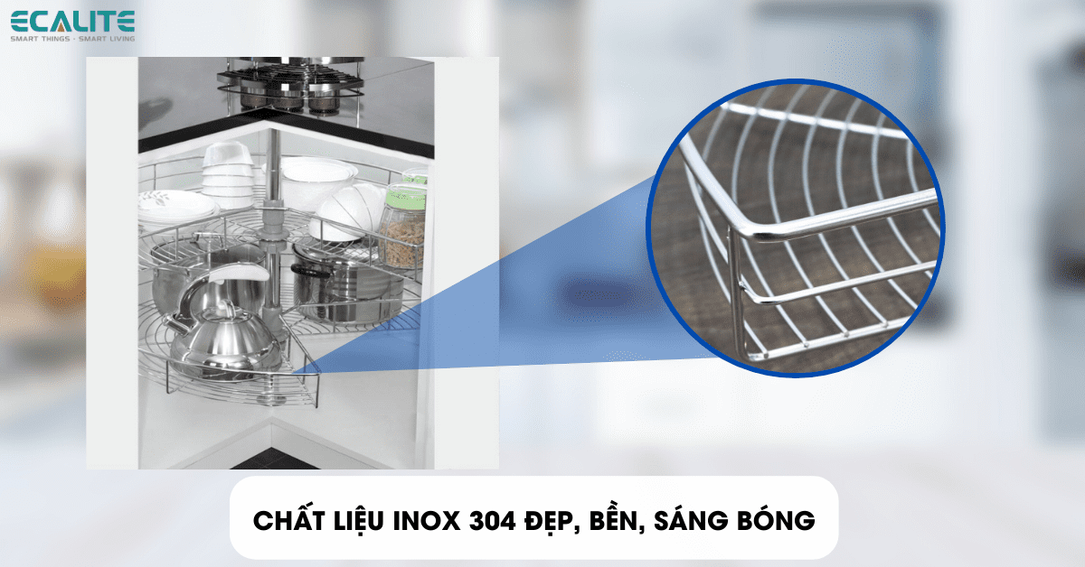 Mâm xoay hãng Ecalite hoàn thiện từ inox 304 bền đẹp